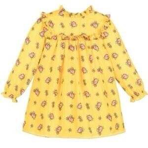Gucci Yellow Floral Ruffle Yoke Dress for Girls